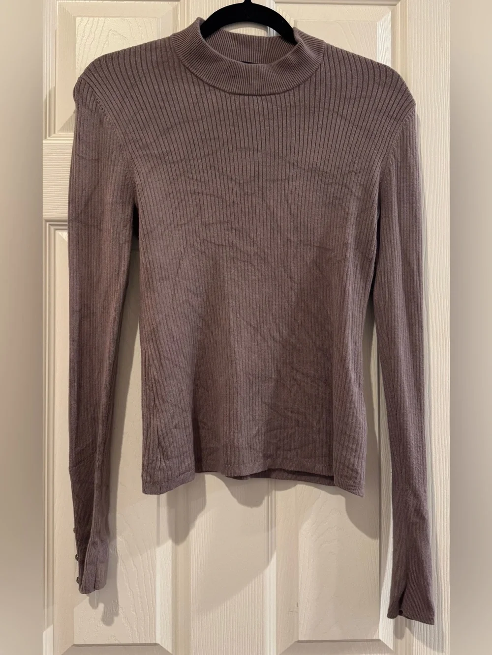 Guess Ribbed Mock Neck Sweater in Mauve-Taupe